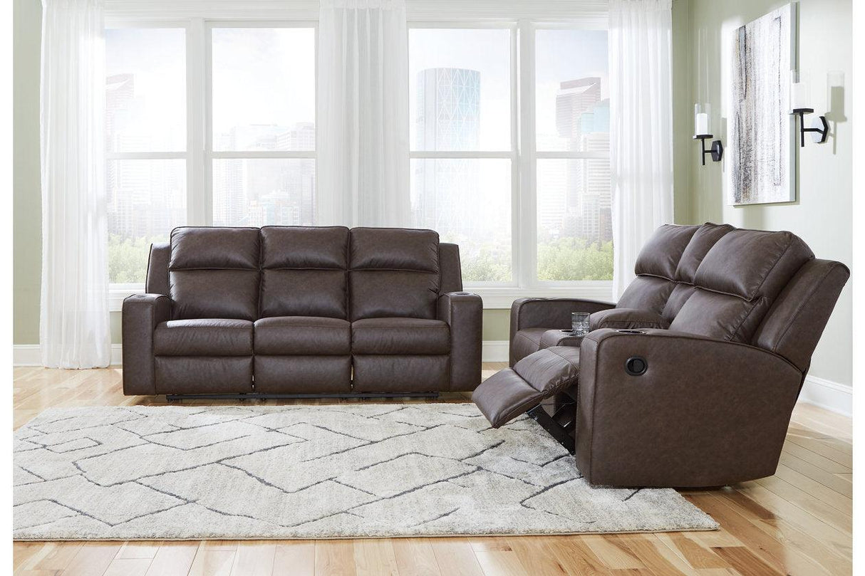 Lavenhorne Umber Reclining Sofa, Loveseat and Recliner by Ashley at Eve Furniture