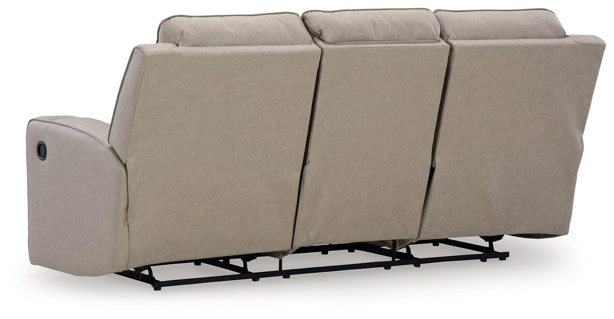 Lavenhorne Pebble Manual Reclining Sofa with Drop Down Table by Ashley at Eve Furniture