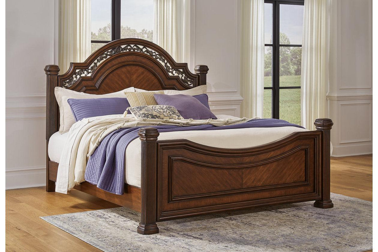 Lavinton Brown King Poster Bed by Ashley at Eve Furniture