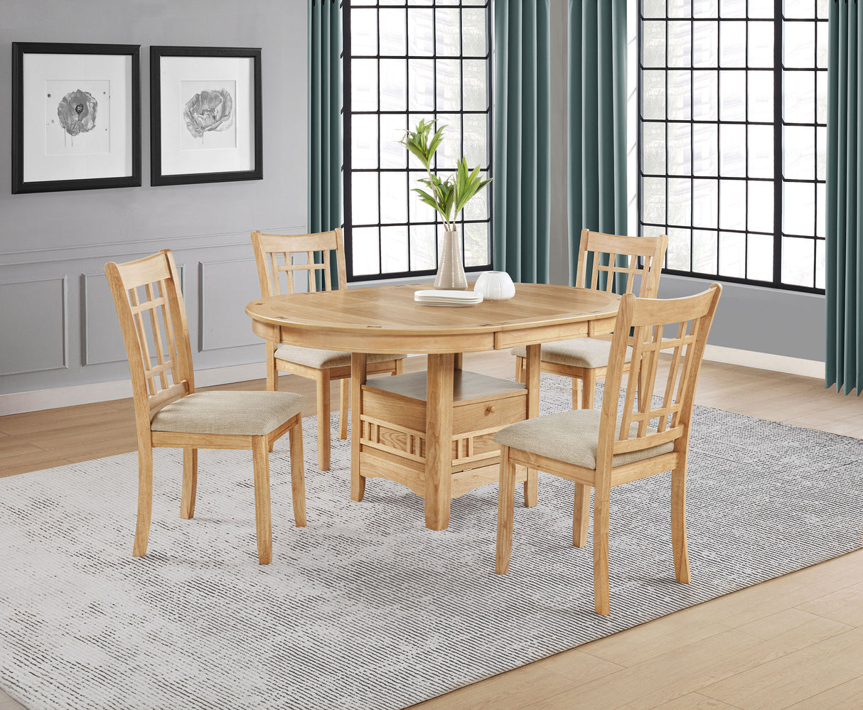 Lavon Light Oak 5-piece Oval Extension Leaf Dining Set by Coaster at Eve Furniture