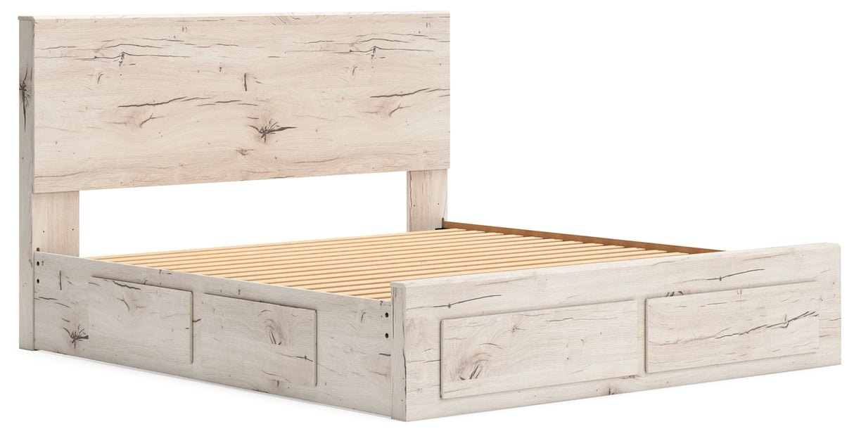 Lawroy Light Natural King Storage Platform Bed with 6 Drawers by Ashley at Eve Furniture