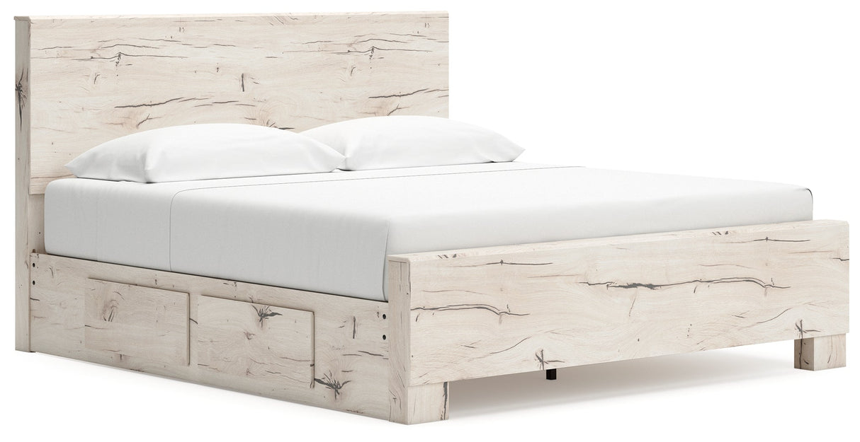 Lawroy Light Natural Storage Panel Bedroom Set with 2 One-Side Drawers by Ashley at Eve Furniture