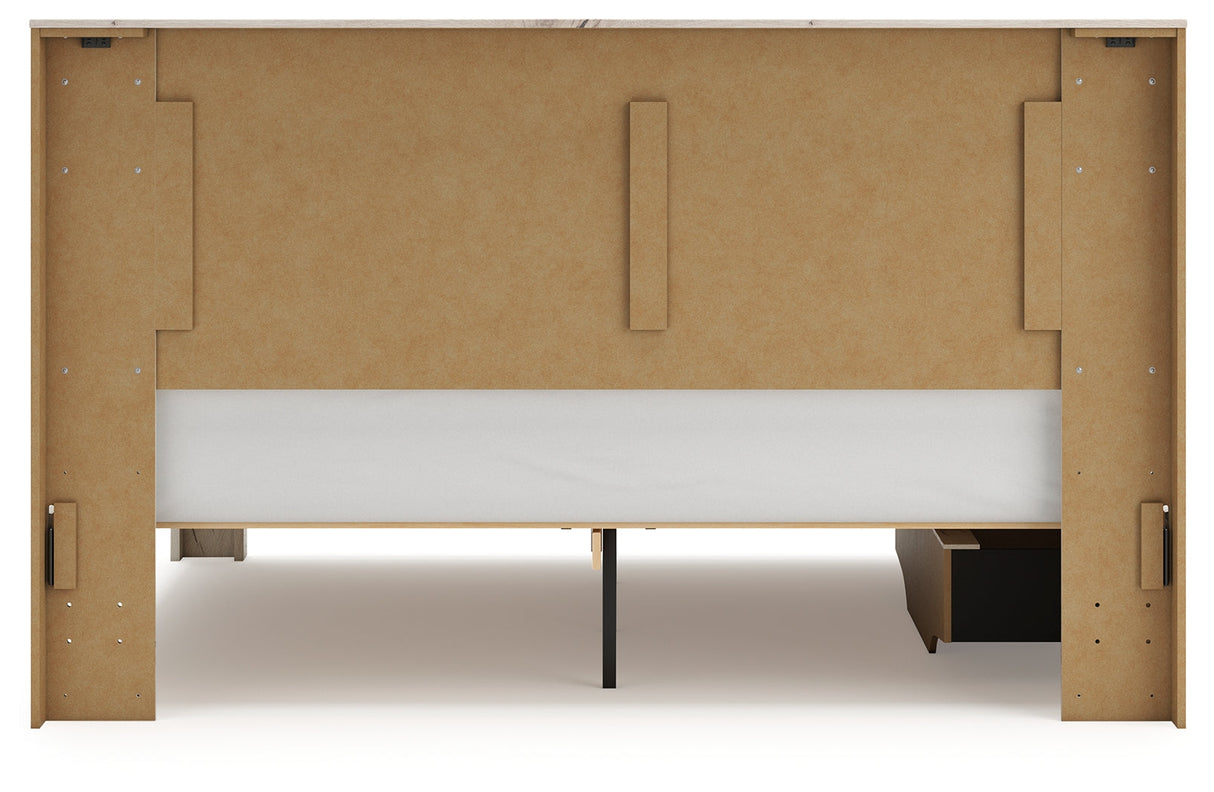 Lawroy Light Natural Storage Panel Bedroom Set with 2 One-Side Drawers by Ashley at Eve Furniture