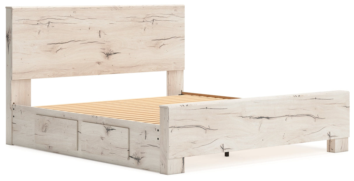 Lawroy Light Natural Storage Panel Bedroom Set with 2 One-Side Drawers by Ashley at Eve Furniture