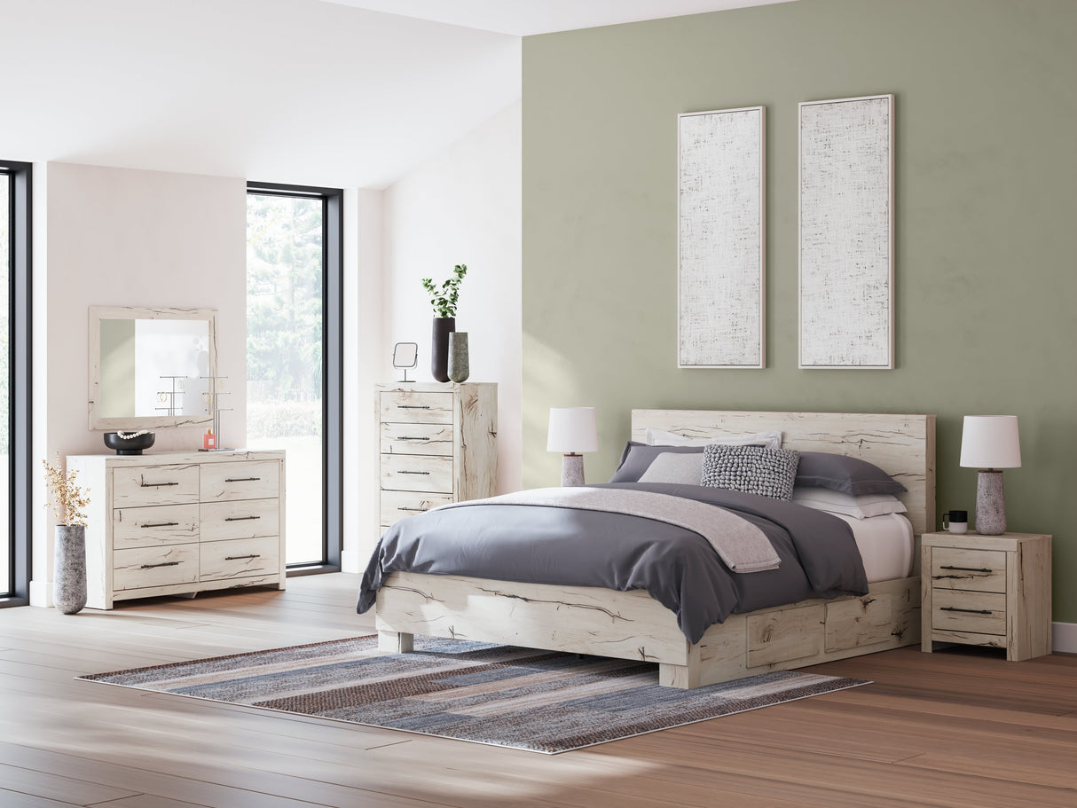Lawroy Light Natural Storage Panel Bedroom Set with 2 One-Side Drawers by Ashley at Eve Furniture