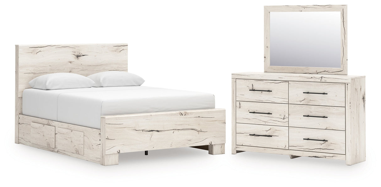 Lawroy Light Natural Storage Panel Bedroom Set with 4 Side Drawers by Ashley at Eve Furniture