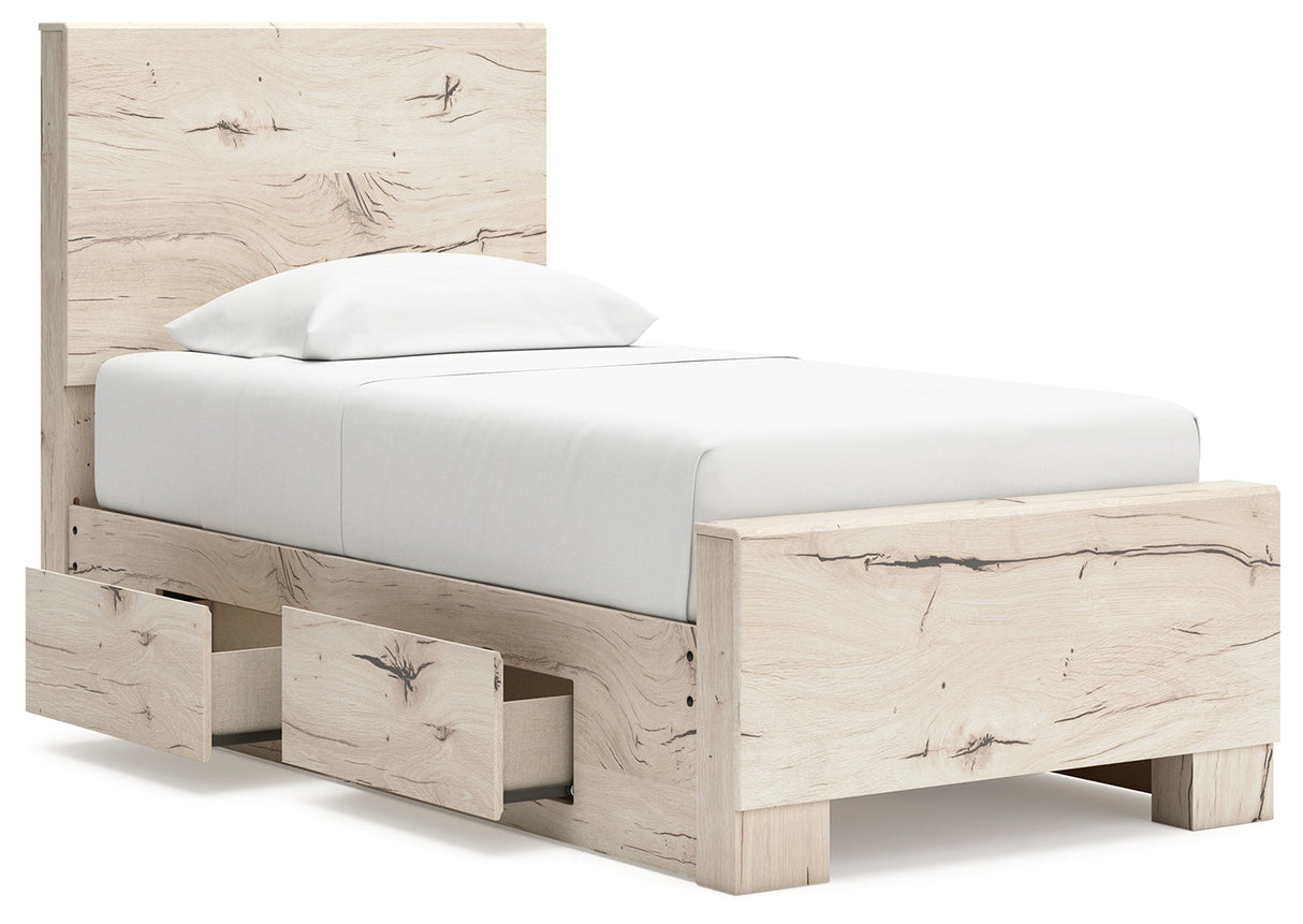 Lawroy Light Natural Twin Storage Platform Bed with 4 Drawers by Ashley at Eve Furniture