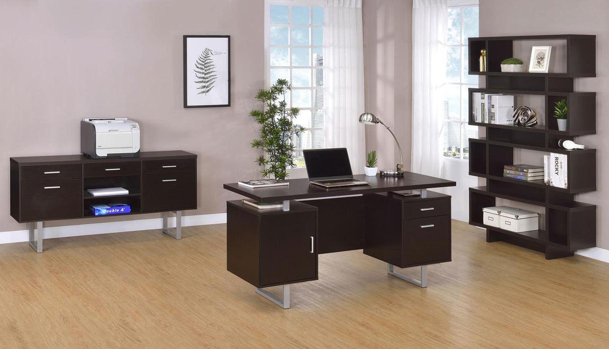 Lawtey Cappuccino Rectangular Storage Office Desk by Coaster at Eve Furniture