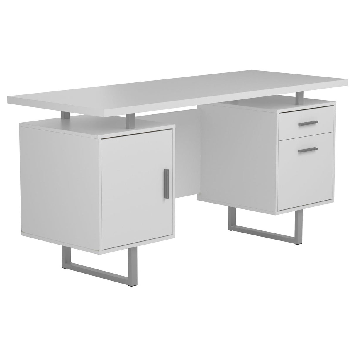 Lawtey White Gloss Floating Top Office Desk by Coaster at Eve Furniture