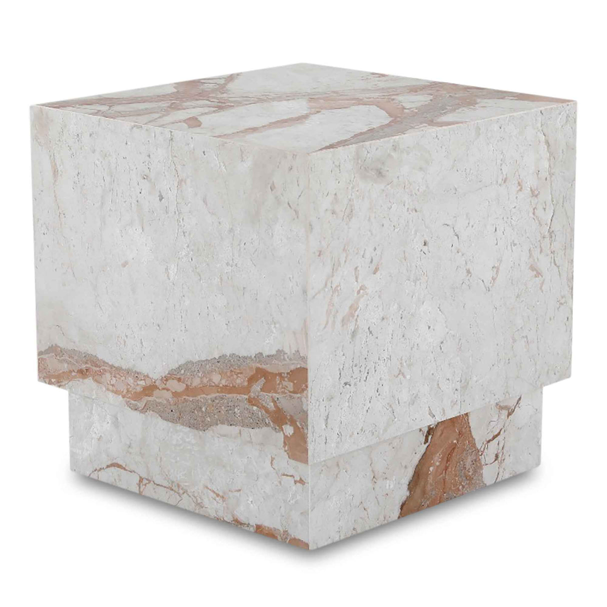 Layla Breccia Beige Marble Side Table