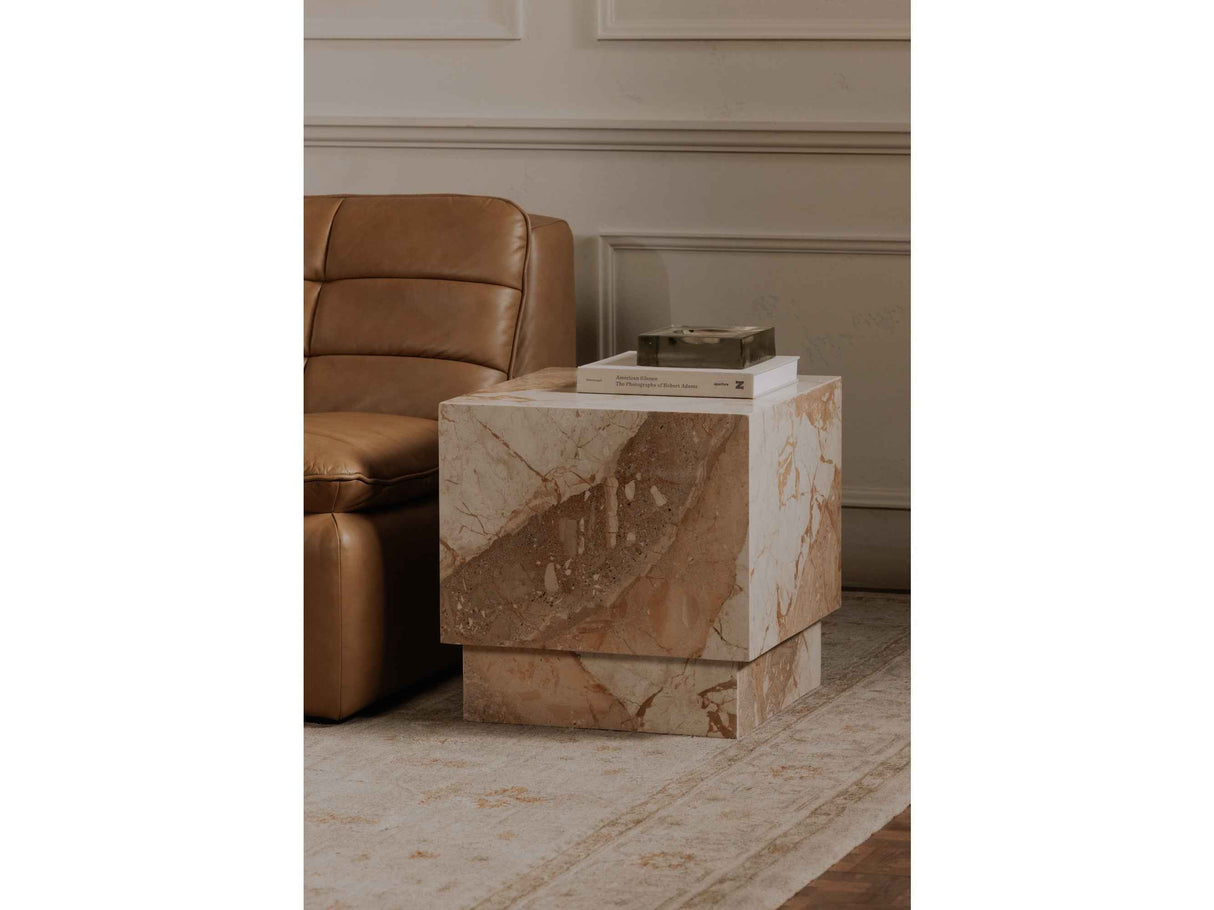 Layla Breccia Beige Marble Side Table