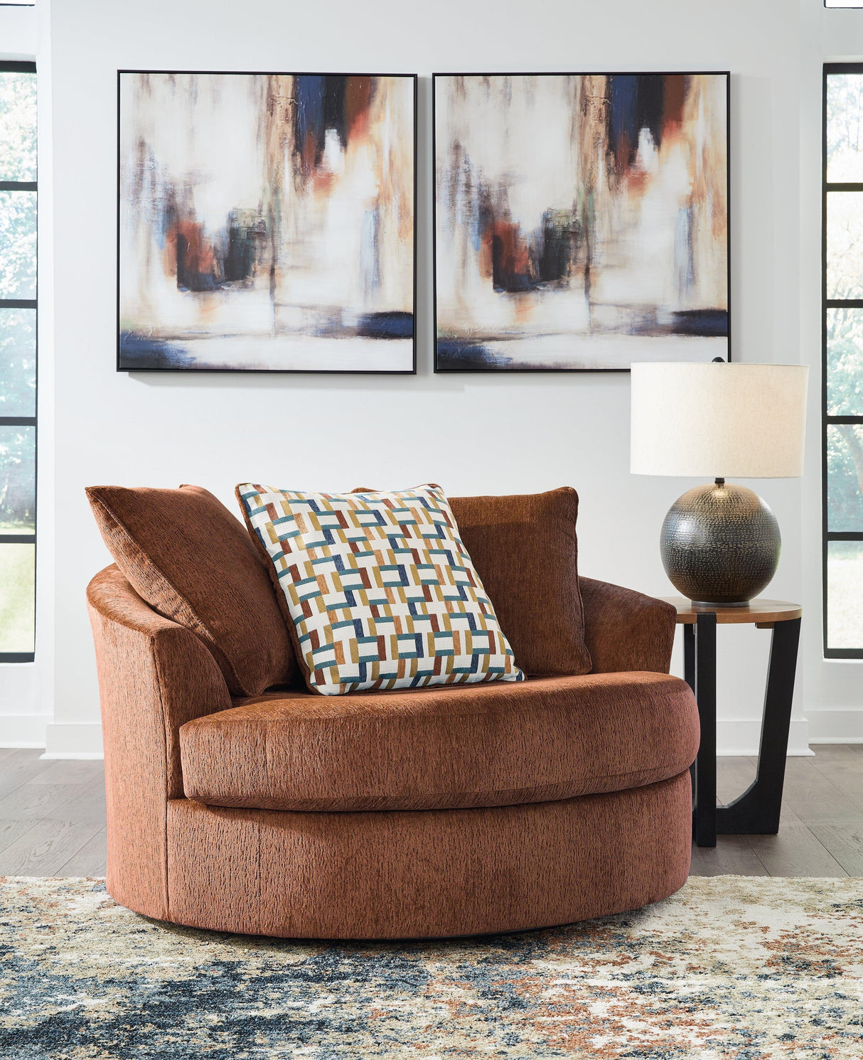 Laylabrook Spice Oversized Swivel Accent Chair by Ashley at Eve Furniture