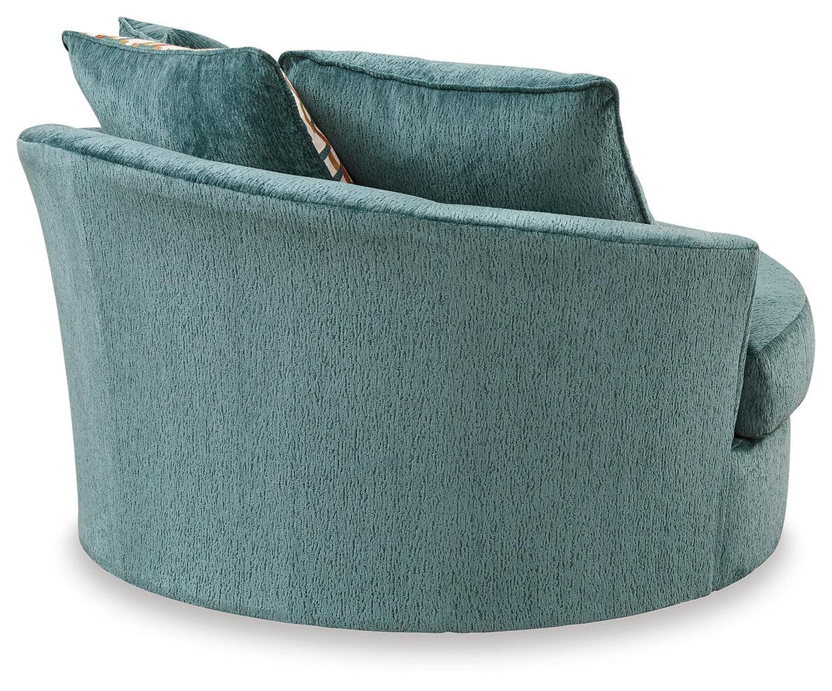 Laylabrook Teal Oversized Swivel Accent Chair by Ashley at Eve Furniture
