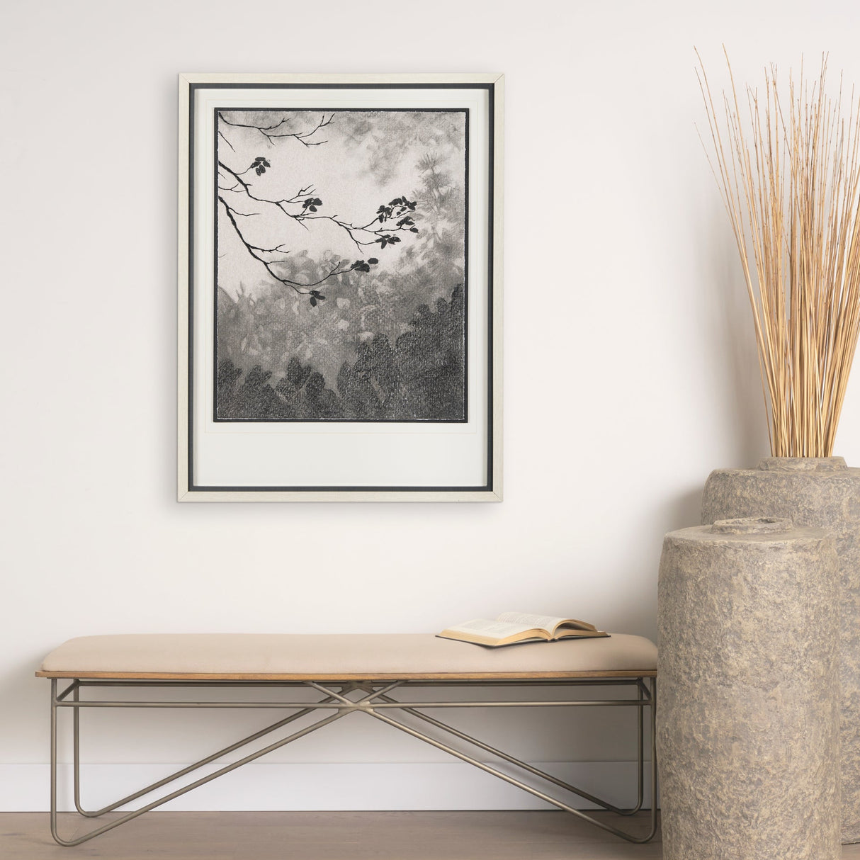Leafy Shade I by Mercana Studio a Hand Embellished Textured Framed Art Print Matted under Glass by Mercana at Eve Furniture