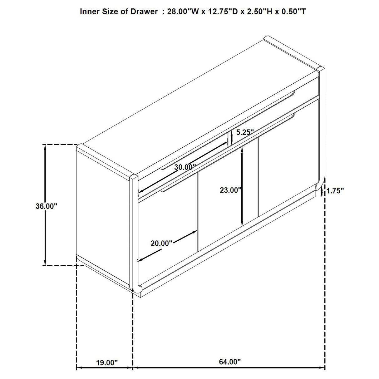 Leandro Burnished Black 2-drawer Dining Sideboard Server by Coaster at Eve Furniture
