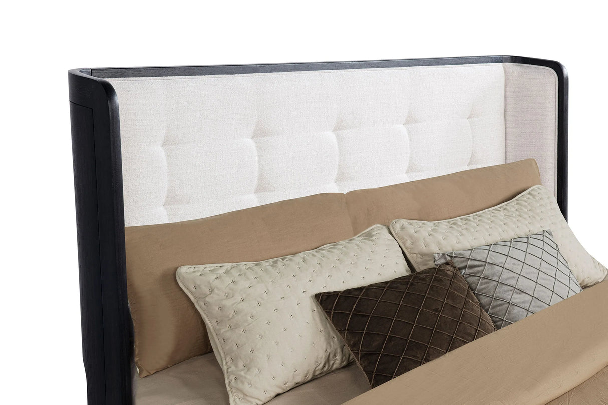 Leandro Burnished Black 55-inch Eastern King Wingback Bed by Coaster at Eve Furniture