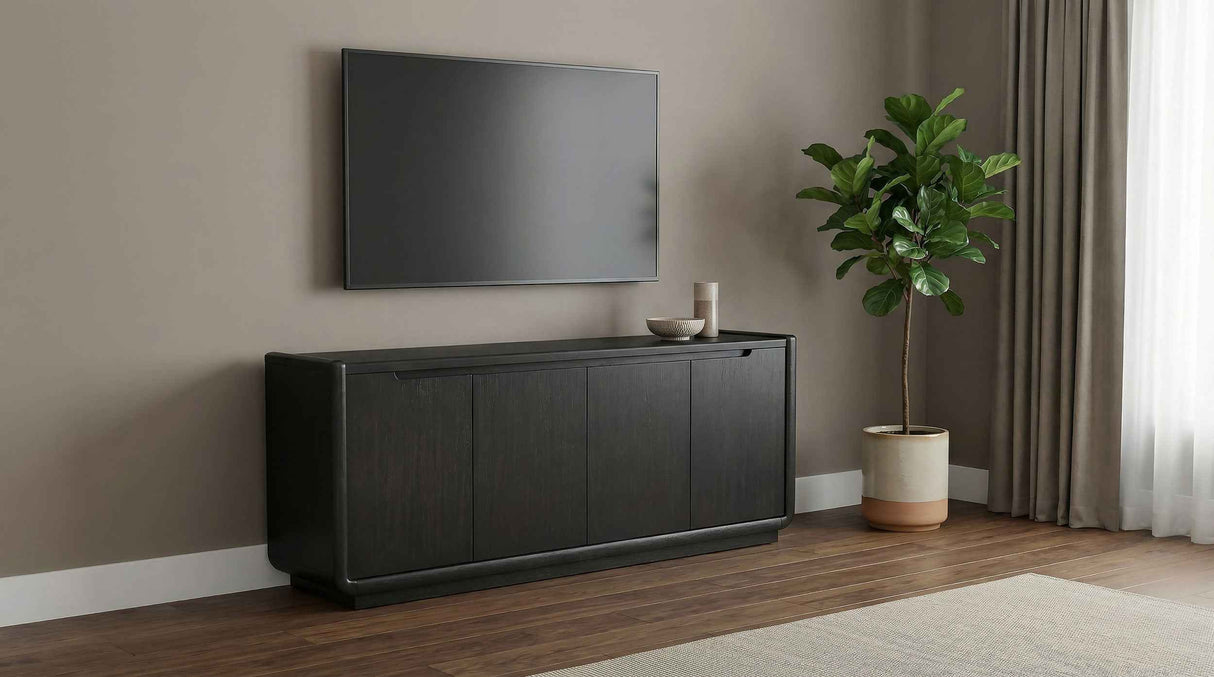 Leandro Burnished Black 72-inch 4-door TV Stand Media Console by Coaster at Eve Furniture