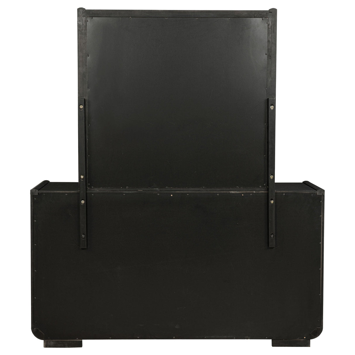 Leandro Burnished Black 8-drawer Bedroom Dresser with Mirror by Coaster at Eve Furniture