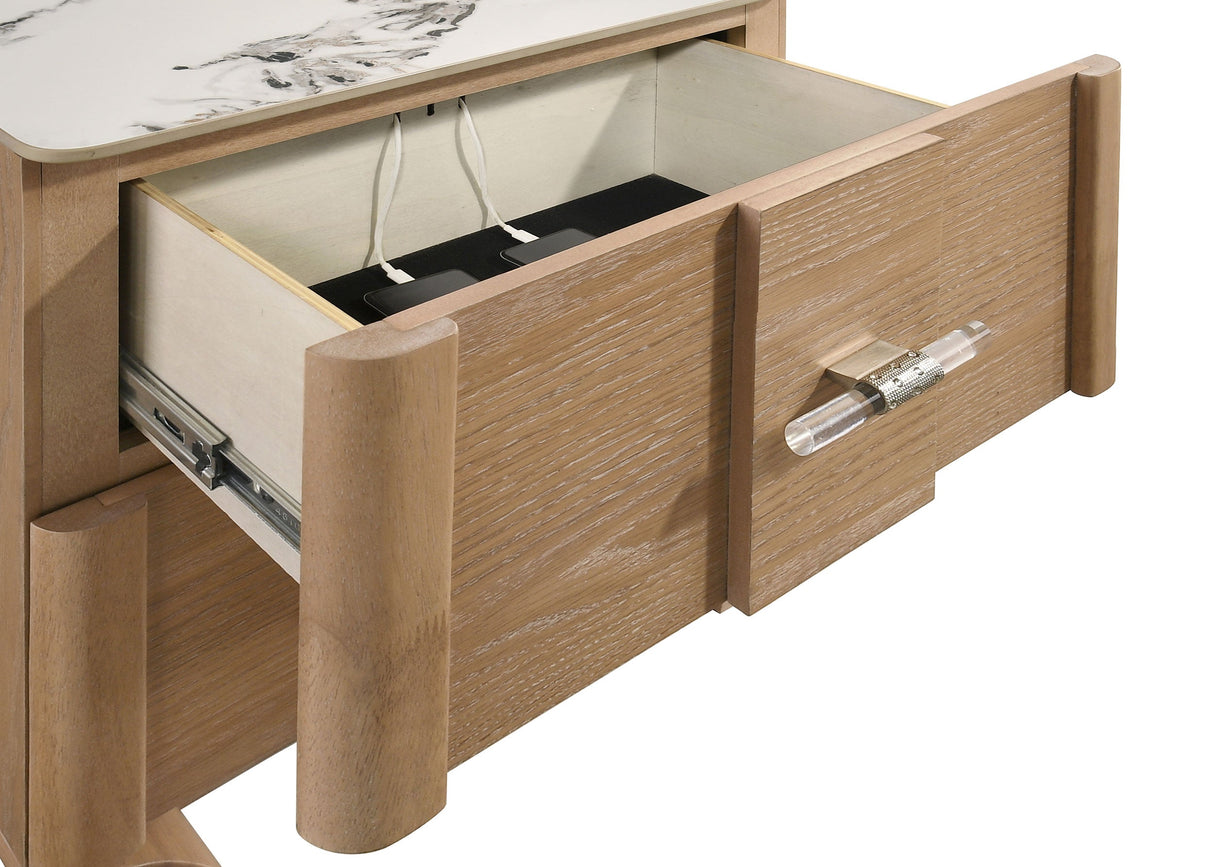Leanne Light Oak 2-drawer Sinter Stone Top Nightstand by Coaster at Eve Furniture