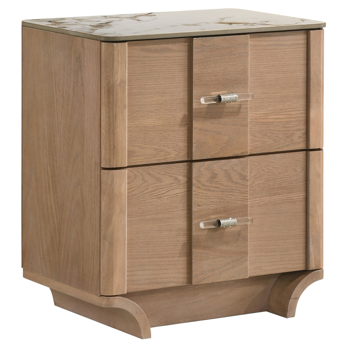 Leanne Light Oak 2-drawer Sinter Stone Top Nightstand by Coaster at Eve Furniture