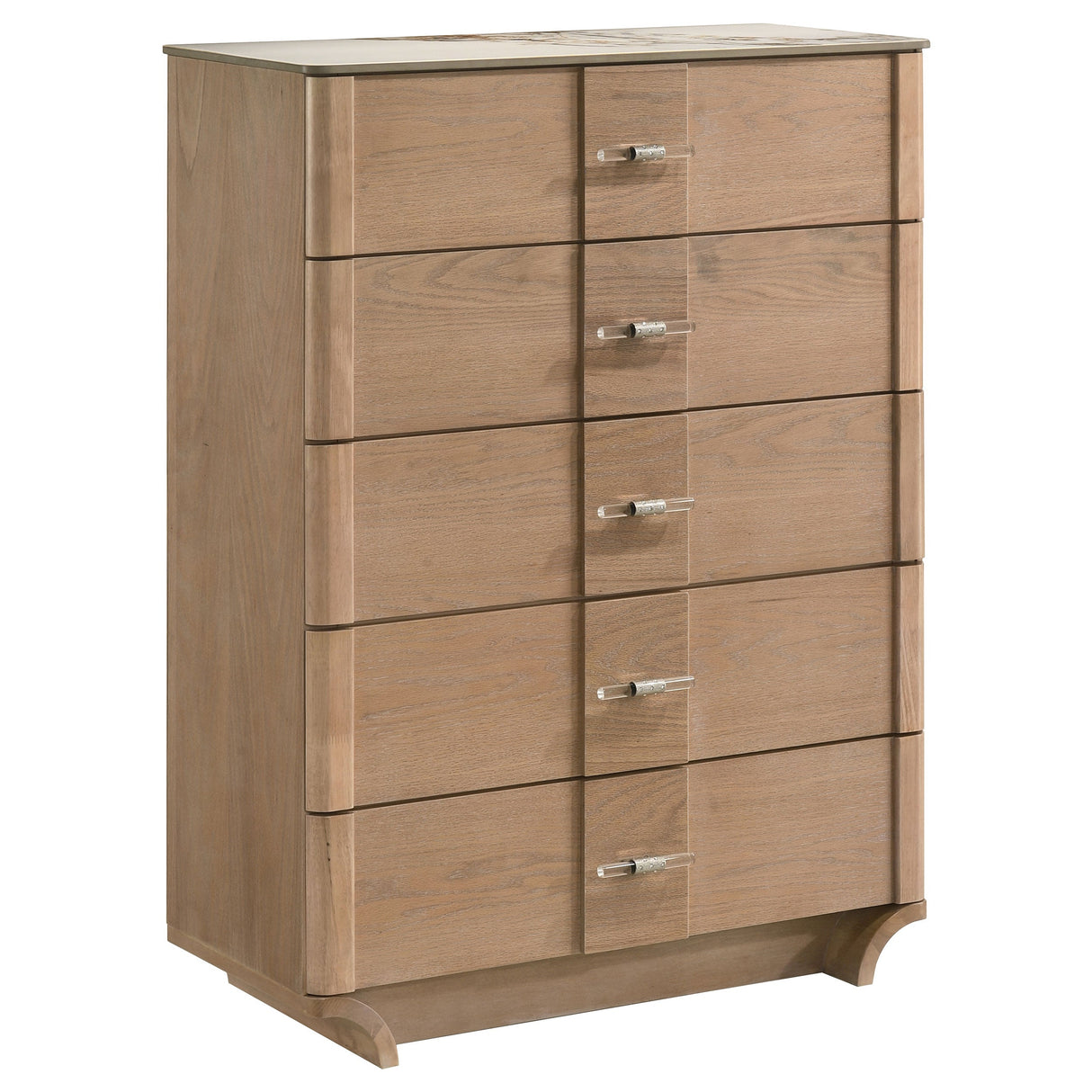 Leanne Light Oak 5-drawer Sinter Stone Top Chest of Drawers by Coaster at Eve Furniture