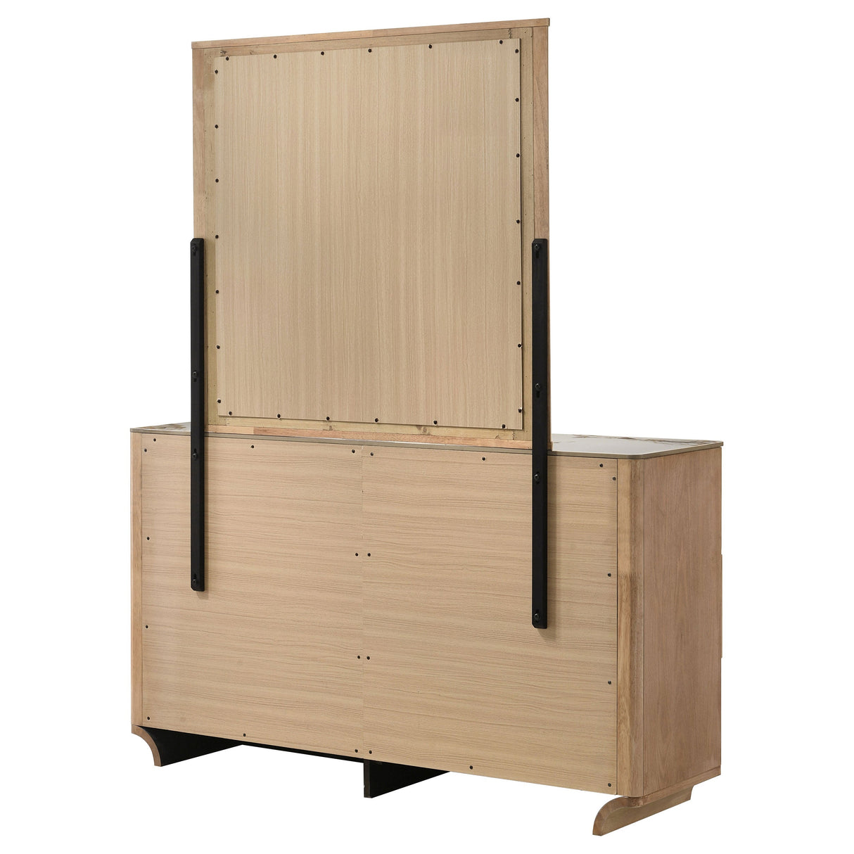 Leanne Light Oak 6-drawer Sinter Stone Top Dresser and Mirror by Coaster at Eve Furniture