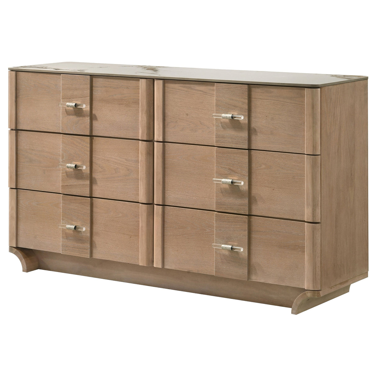 Leanne Light Oak 6-drawer Sinter Stone Top Dresser Cabinet by Coaster at Eve Furniture