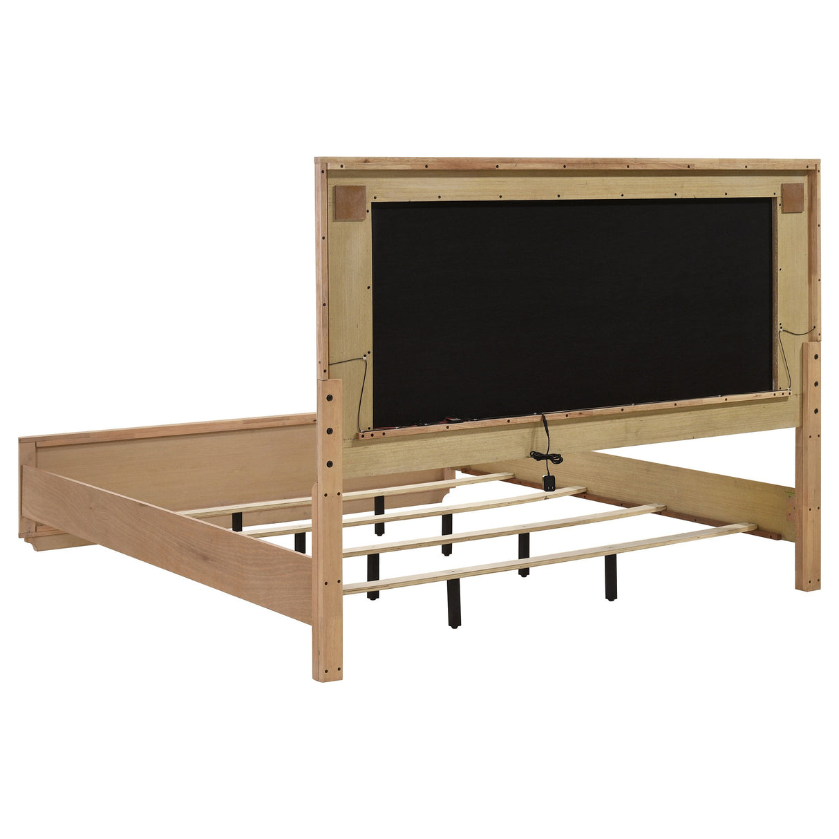 Leanne Off White/Light Oak Eastern King LED Panel Bed by Coaster at Eve Furniture