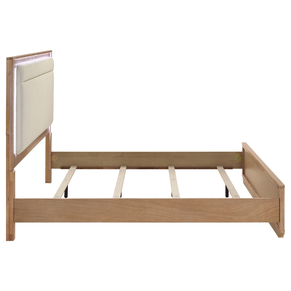 Leanne Off White/Light Oak Eastern King LED Panel Bed by Coaster at Eve Furniture