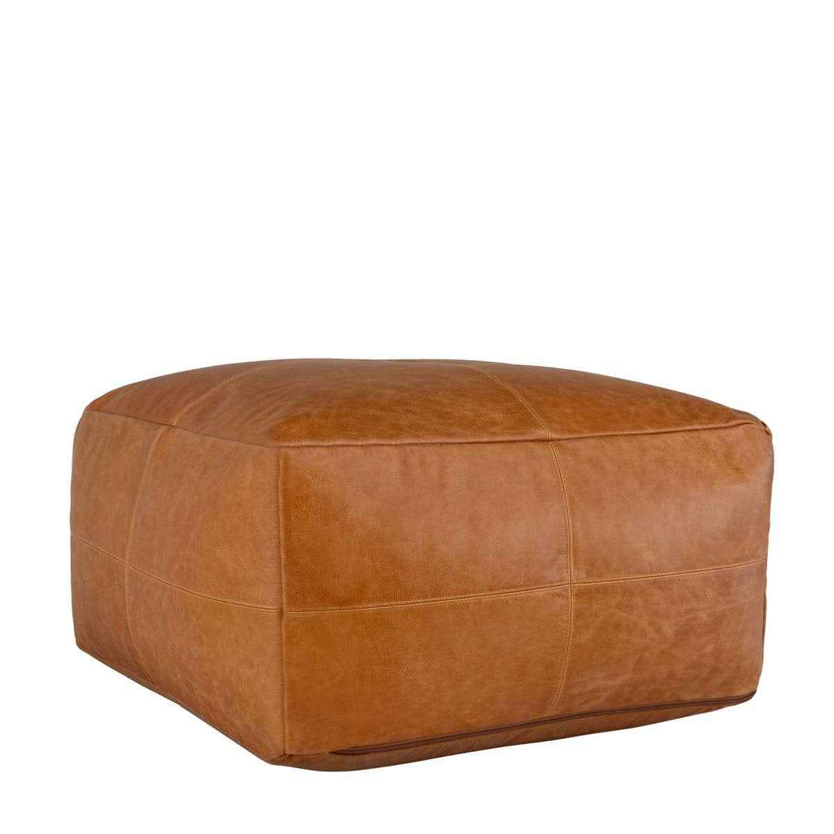 Leather Chestnut Pouf by Classic Home at Eve Furniture