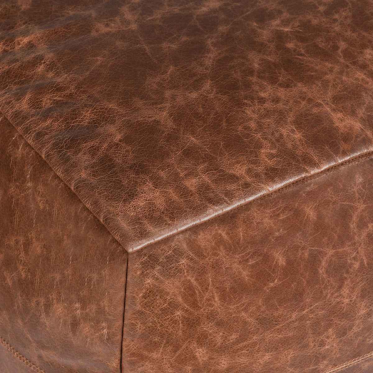Leather Kona Brown Pouf by Classic Home at Eve Furniture