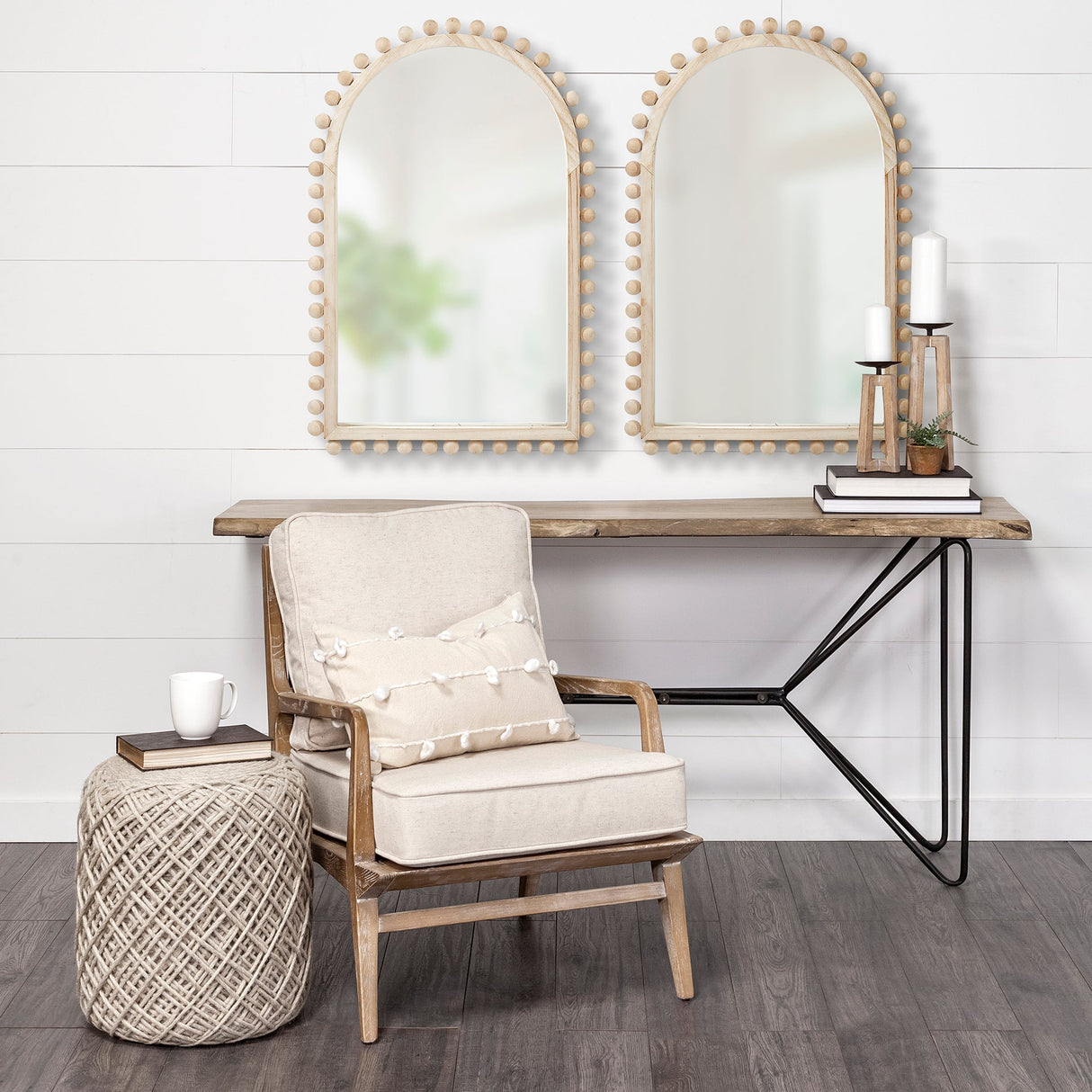 Leeds Natural Wood Arch Frame Mirror by Mercana at Eve Furniture