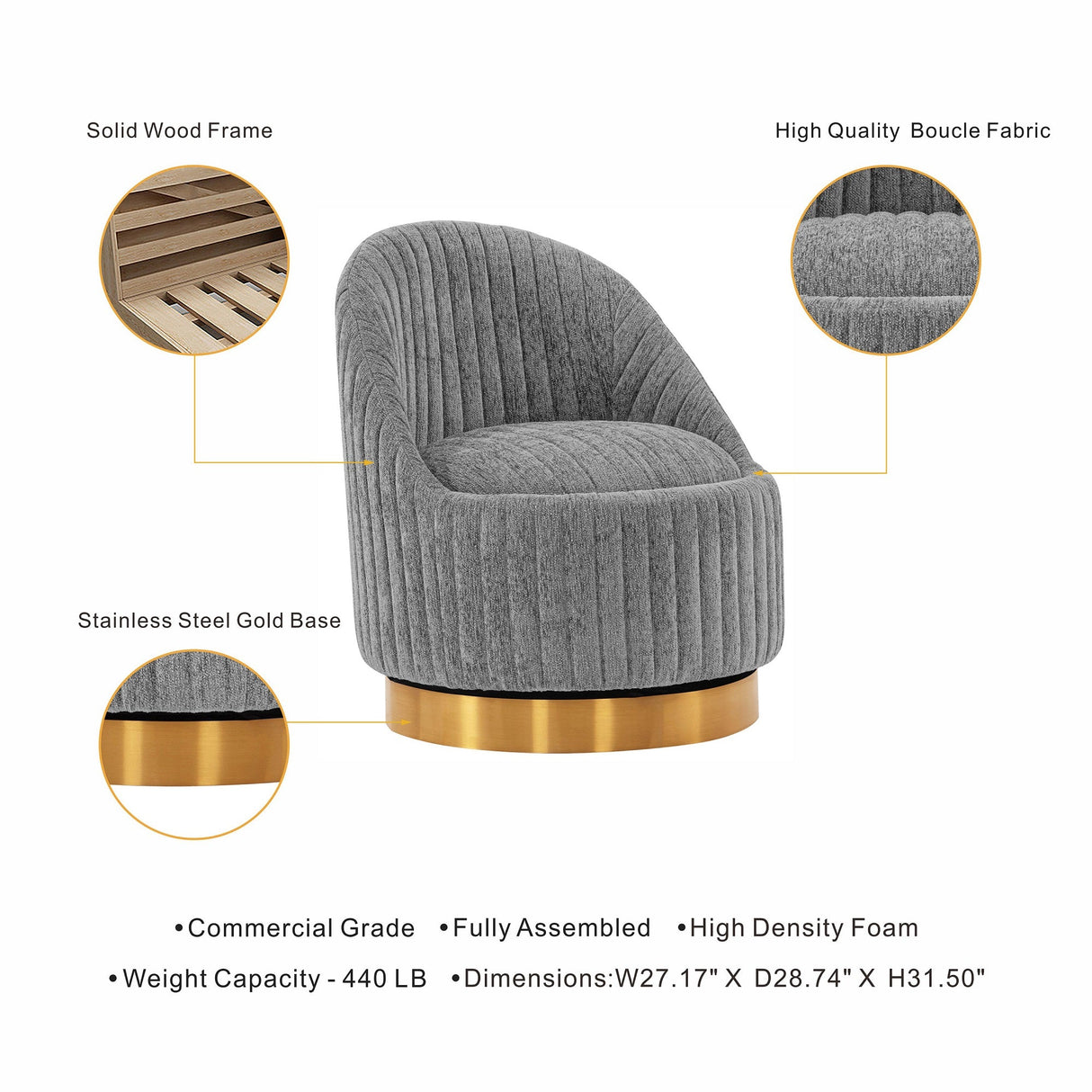 Leela Swivel Accent Chair in Grey (set of 2) by Manhattan Comfort at Eve Furniture