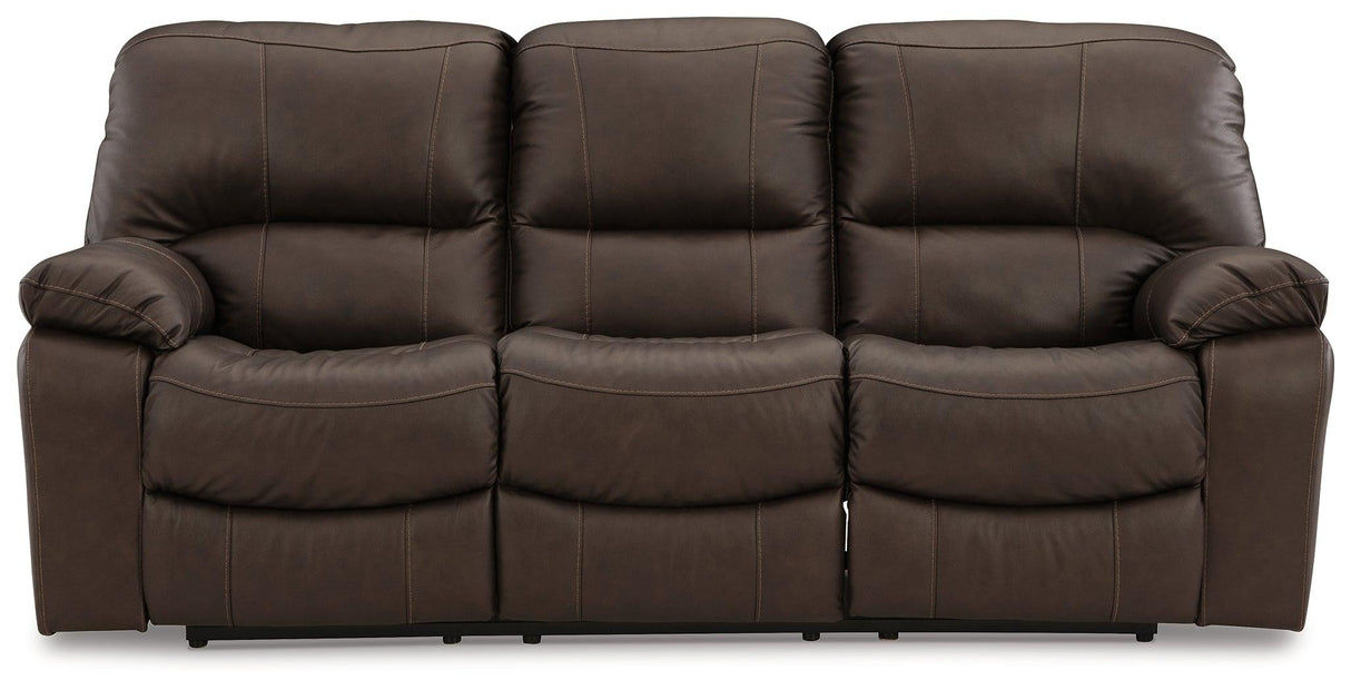 Leesworth Dark Brown Power Leather Reclining Sofa by Ashley at Eve Furniture