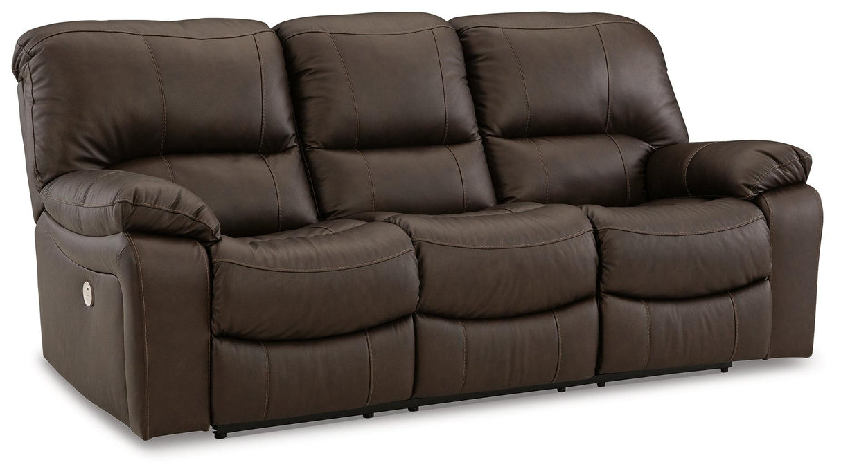 Leesworth Dark Brown Power Leather Reclining Sofa by Ashley at Eve Furniture
