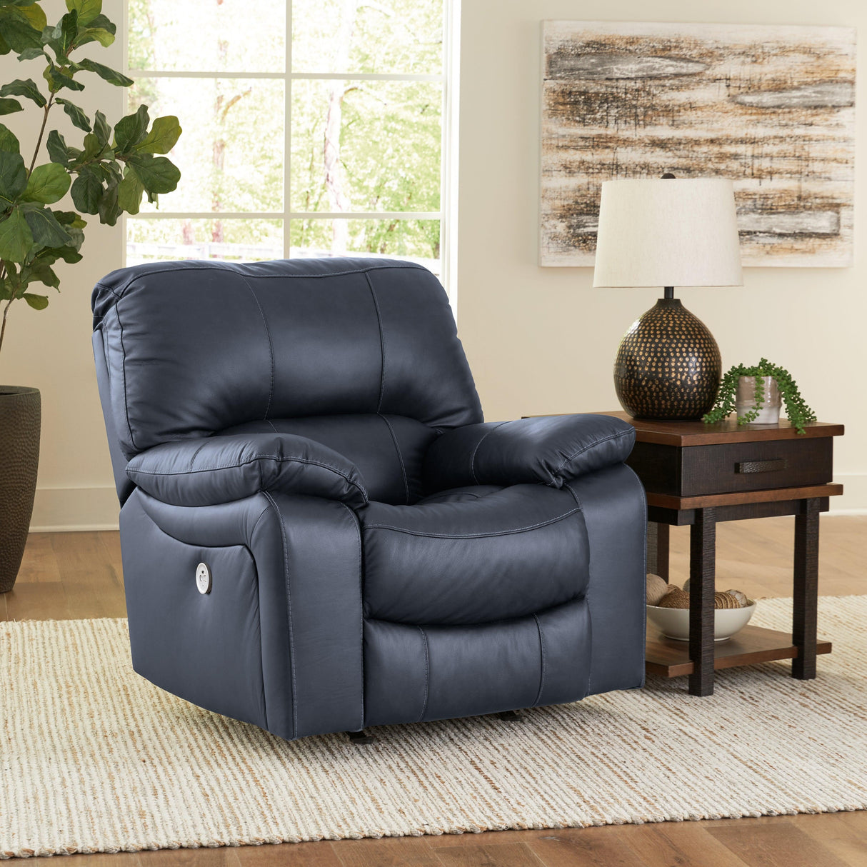 Leesworth Ocean Power Leather Recliner by Ashley at Eve Furniture