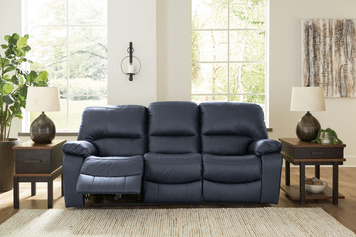 Leesworth Ocean Power Leather Reclining Sofa by Ashley at Eve Furniture