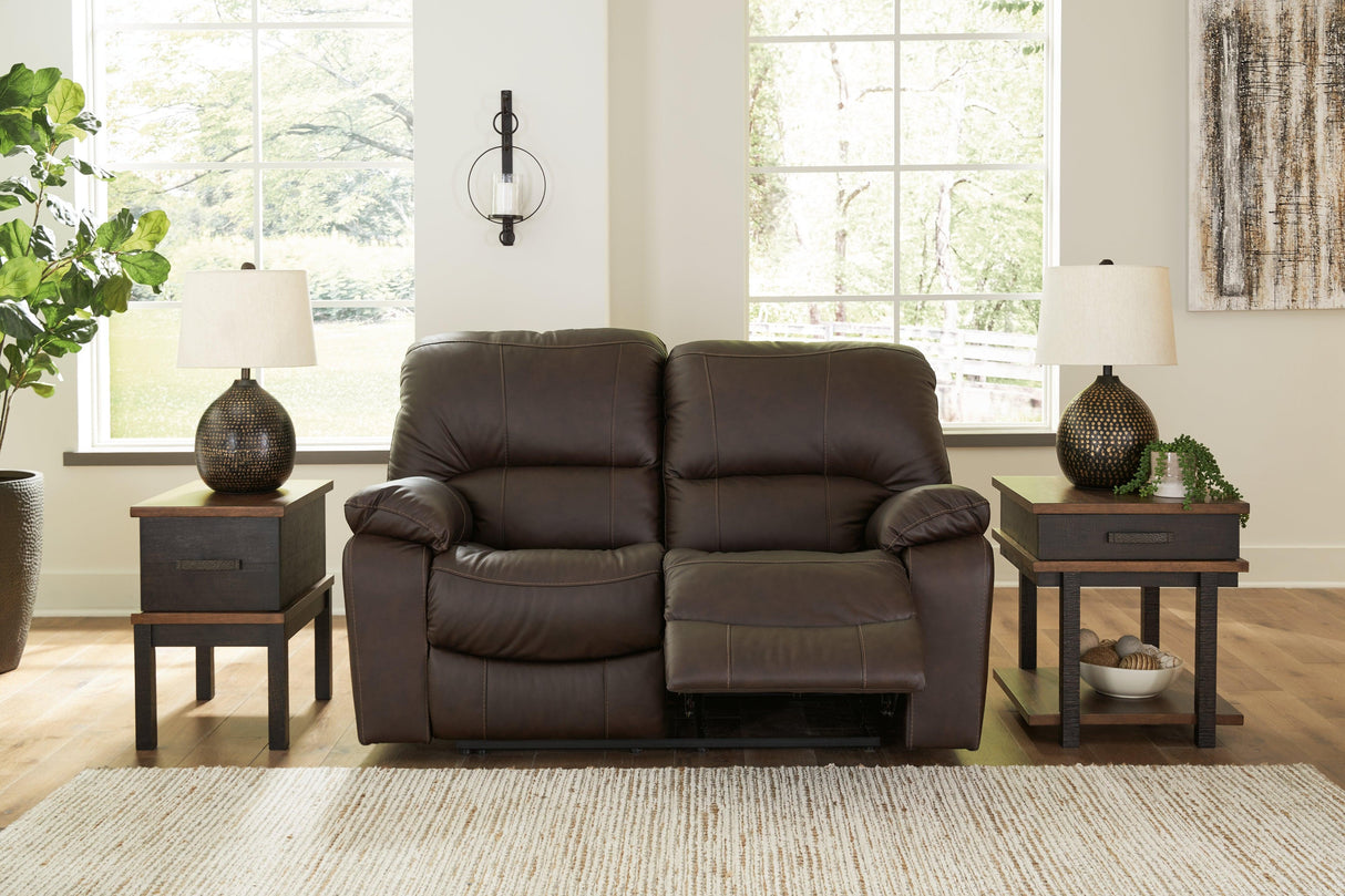 Leesworth Dark Brown Power Leather Reclining Loveseat by Ashley at Eve Furniture