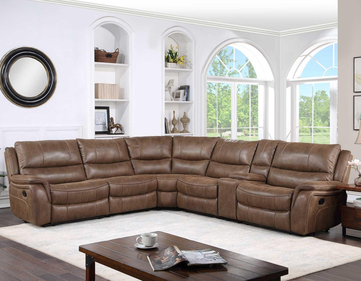 Lehi Warm Brindle 6-Piece Reclining Sectional by Steve Silver at Eve Furniture