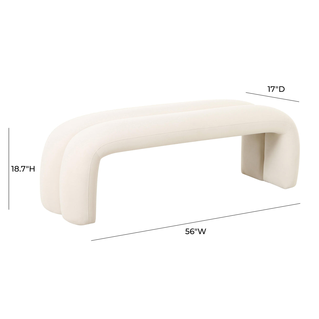 Leigh Velvet Channeled Bench by TOV Furniture at Eve Furniture