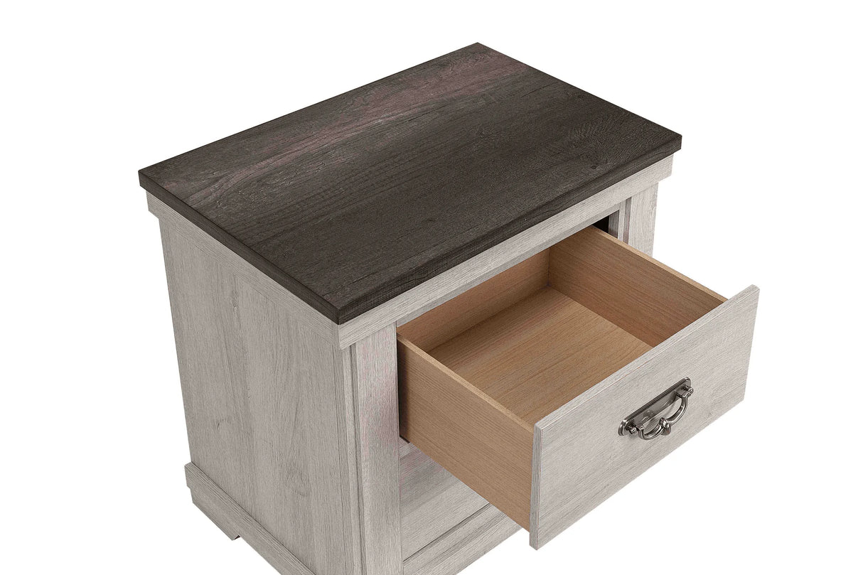 Leighton Cream and Brown Nightstand by Crown Mark at Eve Furniture