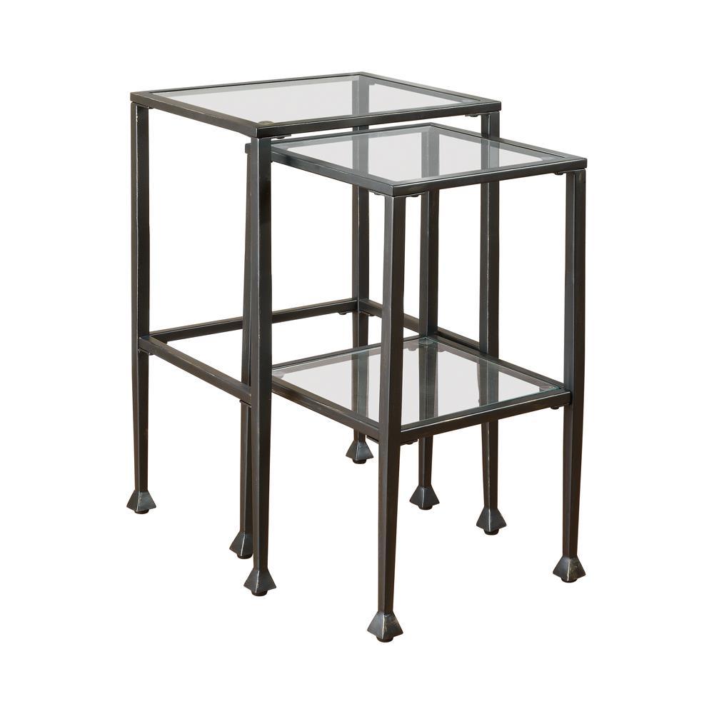 Leilani Black 2-Piece Glass Top Nesting Tables by Coaster at Eve Furniture
