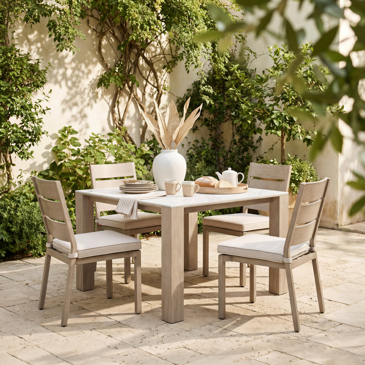 Leilani White Outdoor Square Dining Table (48") by Zuomod at Eve Furniture