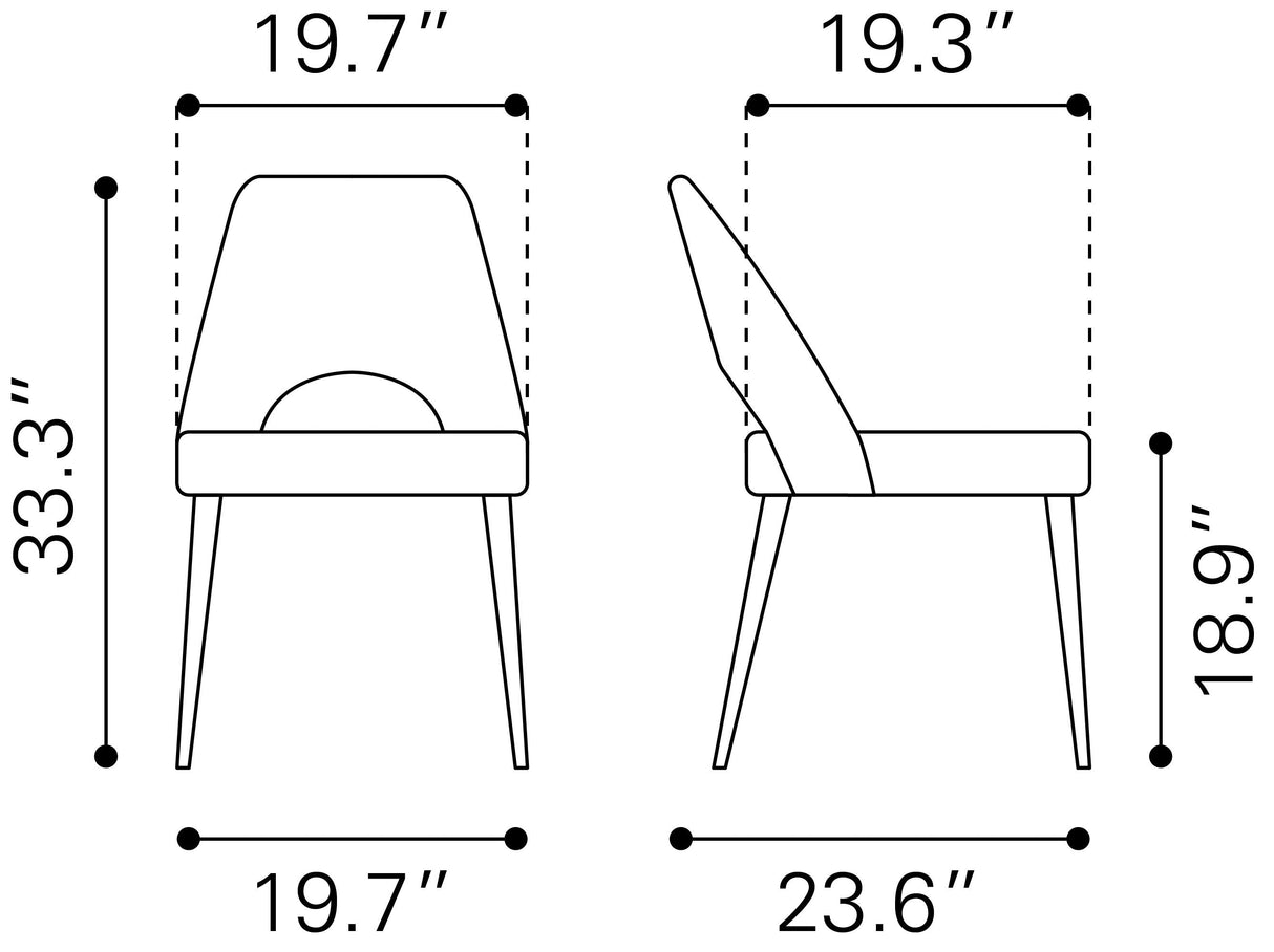 Leith Gray Dining Chair (Set of 2) by Zuomod at Eve Furniture