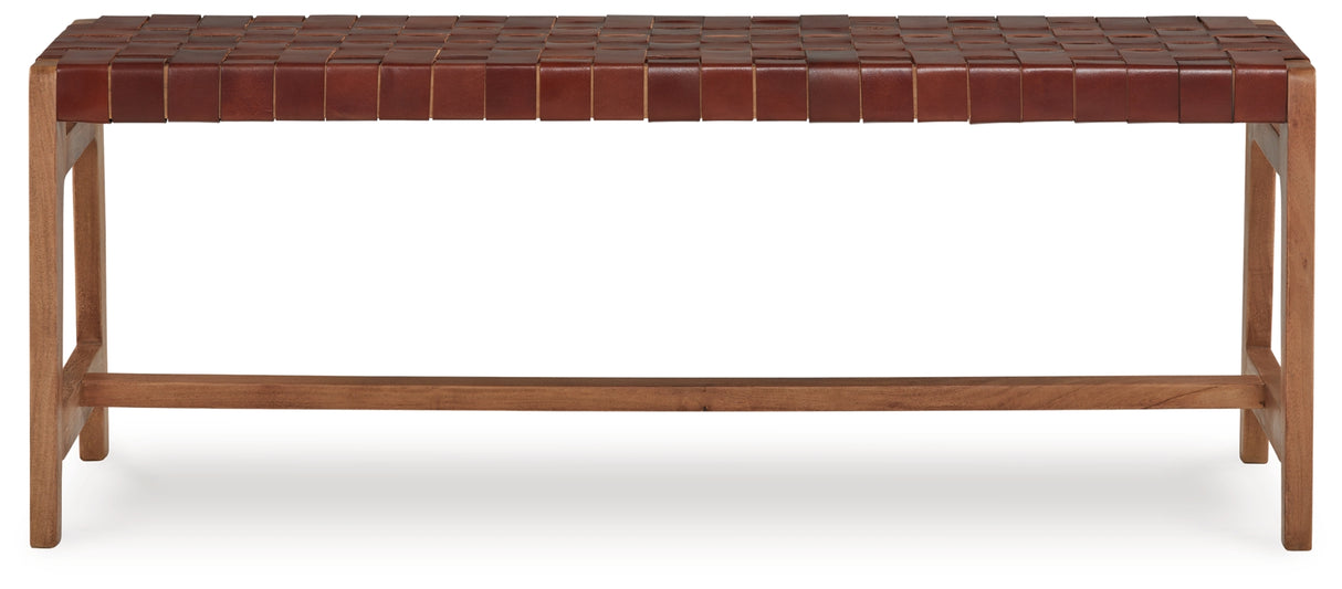 Lemmund Natural/Brown Accent Bench by Ashley at Eve Furniture