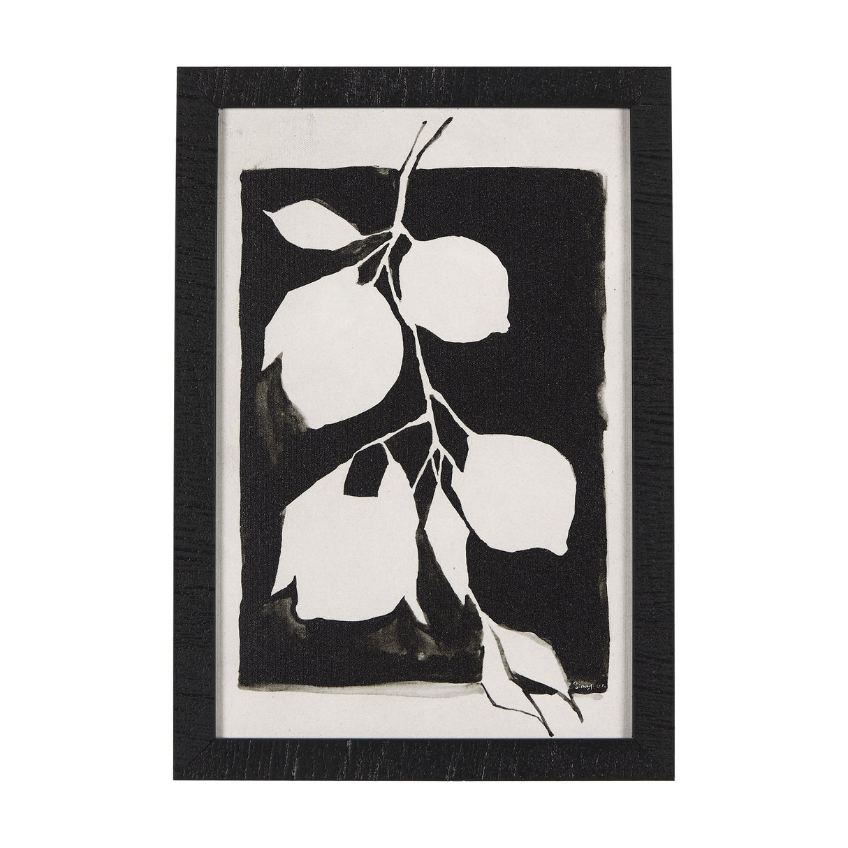 Lemon Branch Silhouette by Mercana Studio a Hand Embellished Textured Framed Art Print by Mercana at Eve Furniture