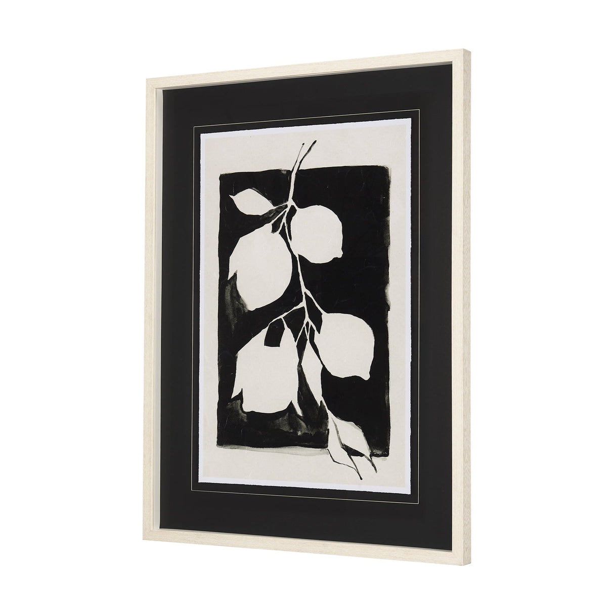 Lemon Branch Silhouette by Mercana Studio Hand Embellished Framed Art Print Matted under Glass by Mercana at Eve Furniture