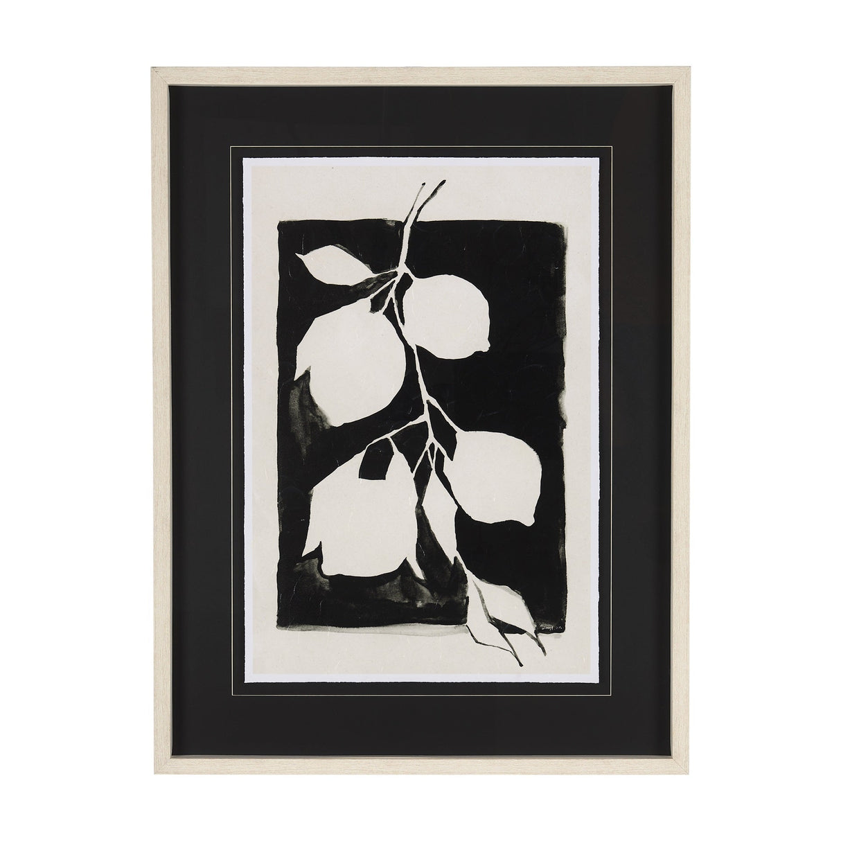 Lemon Branch Silhouette by Mercana Studio Hand Embellished Framed Art Print Matted under Glass by Mercana at Eve Furniture