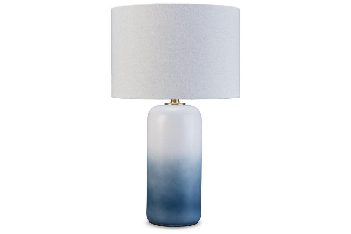 Lemrich White/Teal Table Lamp by Ashley at Eve Furniture