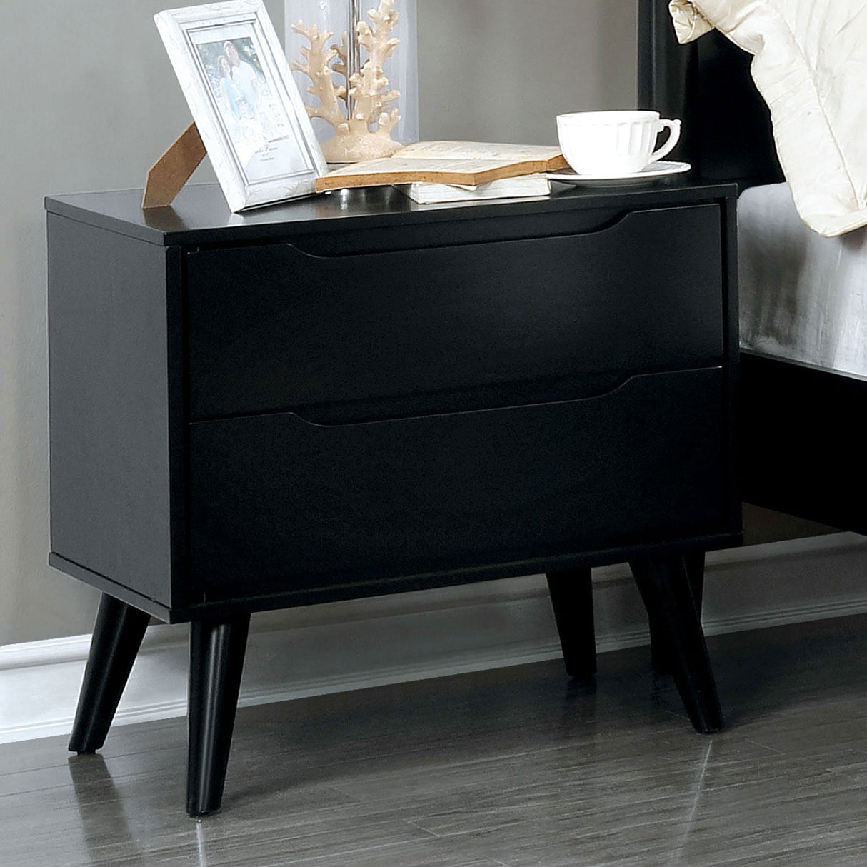 Lennart Black Night Stand by Furniture of America at Eve Furniture